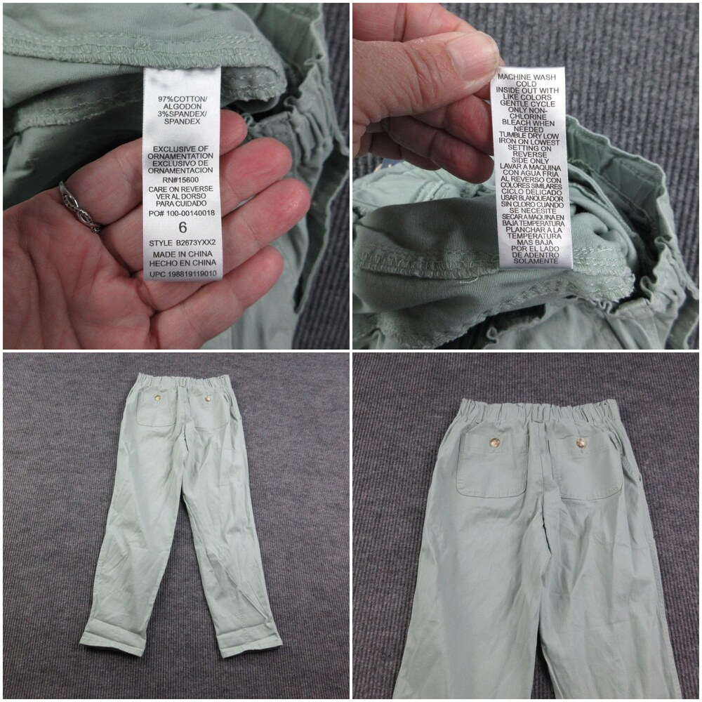 Democracy Pants Womens 6 Green Chino Relaxed Pull On Elastic Pockets 28x29.5 NWT - Picture 15 of 16